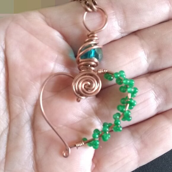 Exquisite & Handmade! Wire Wrapped Copper Heart Necklace ~ Lovers Gift For Her! - Picture 5 of 9